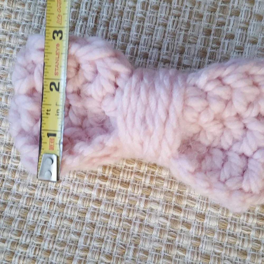 Hand Made Crocheted Bow Barrette HairClip Accessory, Light Pink Large